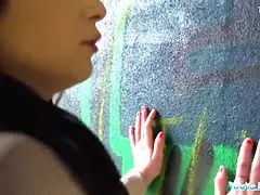 Leie, Blasen, Braunhaarige, Aufs gesicht abspritzen, Hd, Orgasmus, Im freien, Öffentlich