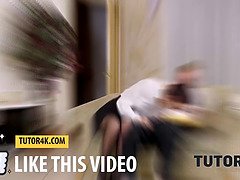 Martin Spell, the kinky teacher in black stockings, makes love with her student in Tutor4K