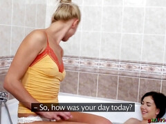 Cul, Salle de bains, Blonde, Pieds, Petite amie, Léchez, Chatte, Adolescente