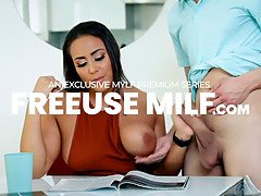 Busty Blonde Housewife With Perfect Ass Seduces And Fucks The Plumber On The Couch