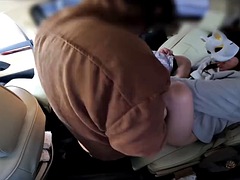 A married woman who was sent by her husband gets into her partners car and has sex