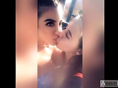 Abbie Maley and Lena The Plug are sucking a huge cock together