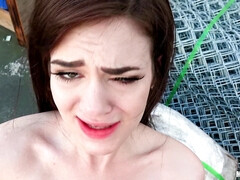 Leie, Amerikanisch, Braunhaarige, Schwanz, Natürlichen titten, Im freien, Pov, Titten