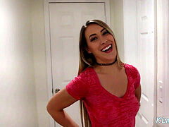 bitchy wifey Kimber Lee Blows The AC Repair man for Facial!