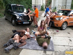 デカパイ, オージー, パーティ, 公共, 馬乗り, ラフ, 叫ぶ, タトゥー