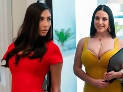 Arsch, Grosse titten, Blasen, Braunhaarige, Hundestellung, Handjob, Küssen, Flotter dreier