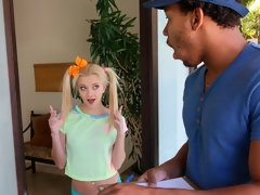 Kont, Blond, Hondjeshouding, Handbeurt, Twee staartjes, Kousen, Tiener, Tieten likken