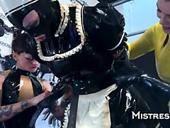Sadomasochismus, Puppe, Weibliche domination, Hd, Latex, Gummi, Sklave, Flotter dreier