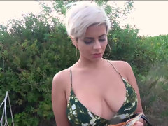 お尻, デカパイ, フェラチオ, カップル, チン, お金, 公共, 締まりの良い