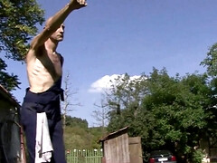 18 jaar, Grote lul, Blond, Tsjechisch, Handbeurt, Buiten, Tiener, Speelgoed