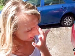 ブロンド, フェラチオ, ヨーロピアン, 女 人男 人, パンティ, 剃毛, タトゥー, 三人