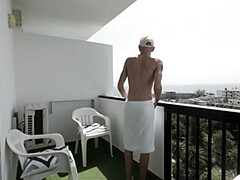 Sexy Horny Wife Drops Towel on Balcony for 9 Inch Dick