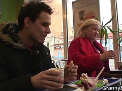 Huge old grandma sucks and rides young dick