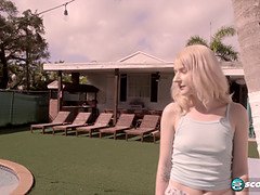 素人, ブロンド, Hd, オナニー, プール, 一人, ティーン