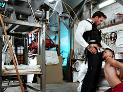 In den arsch, Kehlenfick, Schwul, Öffentlich, Tätowierung, Uniform