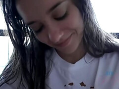 Gia Paige Gets a Face Full of Cum, Eyes Shut