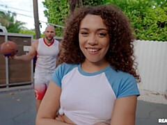 デカチン, フェラチオ, 茶髪の, バック, 黒人, 異人種間, 自然山雀, オッパイの