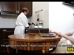 美人, ブロンド, フェラチオ, 兄弟, 衣服着たままセックス, 自家製, 姉妹, ティーン