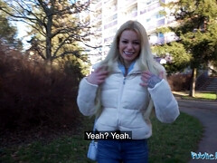 Blonde, Sucer une bite, Éjaculation interne, Queue, Hard, Pov, Public, Réalité