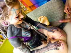 アナル, デカチン, ディルド, エモ, 女 人男 人, ゴス, グループ, 挿入