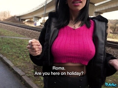 Horny Italian MILF - Giulia Diamond gives head and eats cum outdoors