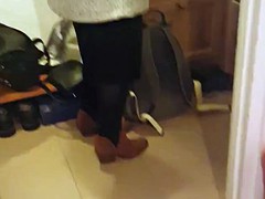 Cute blonde girl's boots cummed IV - she wears them!