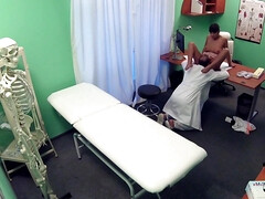 Tanned brunette with fine tits seduced cocky doctor