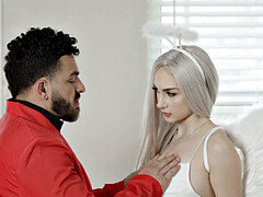 デカパイ, ブロンド, フェラチオ, 手コキする, ヒール, キス, オイル