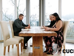 CUCK4K. Grey-haired cuckold doesn't disturb his wife with huge breasts from cheating - Sofia lee