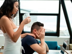 デカパイ, フェラチオ, 茶髪の, バック, キス, なめる, マッサージ, オマンコ