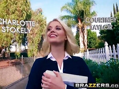 Charlotte Stokely and Courtney Taylor worship each other's hot pussies in Brazzers hot and Mean video