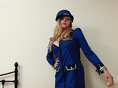 Blondine, Lingerie, Masturbation, Uniform