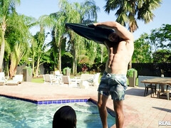Bouncy Butt By The Poolside - wet brunette in bikini Catalina Ossa fucks outdoors