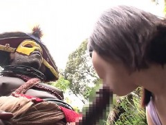 Asiatisch, Blasen, Fetisch, Interrassisch, Im freien