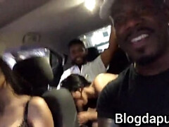 Amateur Couple Fucks in Car - Blowjob & Anal Sex with Black Cock