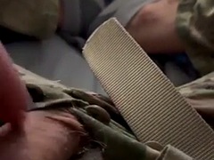 Jerk off in my army uniform and tight panties no cum