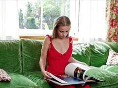 18, ブロンド, ドレス, 指いじり, オナニー, オーガズム, オマンコ, ティーン