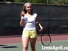 Sexy Teen Girl Little April Playing Tennis