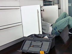 Tiffany Watson cleaning Kyles huge pipe