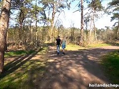 In den arsch, Schönheit, Blondine, Vollbusig, Niederländisch, Hd, Im freien, Muschi