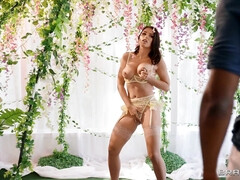 Grosser schwanz, Schwarz, Braunhaarige, Interrassisch, Küssen, Lingerie, Muschi