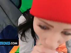 18 jaar, Enthousiasteling, Pijpbeurt, Bruinharig, Sperma shot, Handbeurt, Hd, Schreeuwen