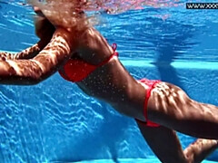 デカ尻, ビキニ, ブロンド, 女, 公共, 一人, 水着, オッパイの