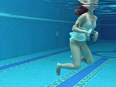 アウトドア, プール, ポルノスター, 公共, シャワー, 一人, オッパイの, 水中