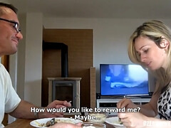 美女, デカパイ, フェラチオ, 茶髪の, カップル, 手コキする, 淫乱熟女, 妻