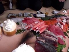 Азиатки, Минет, Сперма на лице, Дрочка ногами, Лизание, Киски