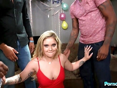 Blonde, Collège université, Cocu, Queue, Noir ébène, Hard, Interracial, Monstre