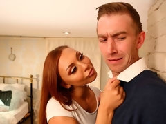 Pijpbeurt, Hondjeshouding, Vingeren, Handbeurt, Masturbatie, Roodharige vrouw, Tiener, Tieten likken