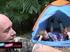Pretty nice females go camping and exchange stepdads