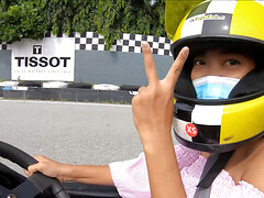 Thai teen amateur GF go karting and sex